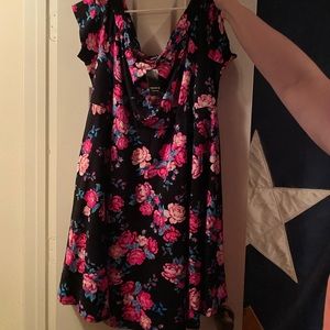 Torrid Black Floral Off-Shoulder Dress size 2